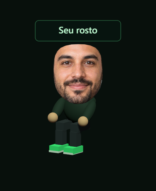 Avatar 3D real do ZION com o rosto da fotografia de demonstração